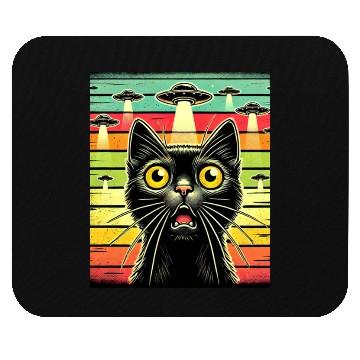 Discover Fun Cat sunset Galaxy Cat Spaceship Alien Cat UFOs Mouse Pads