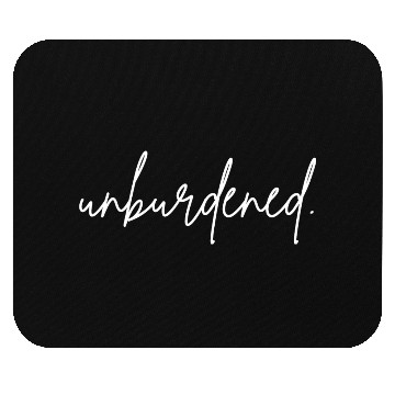 Discover UNBURDENED WHITE CURSIVE FONT Mouse Pads