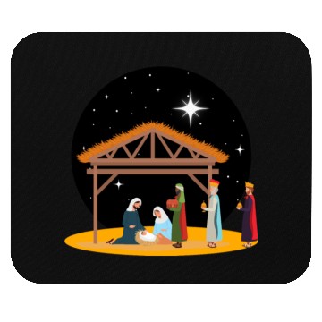 Discover Christmas Holiday Manger Nativity Scene Mouse Pads