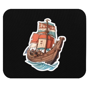 Discover Viking Ship Adventure Art Mouse Pads