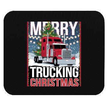 Discover Merry Trucking Christmas Festive Semi-Truck Card Mouse Pads