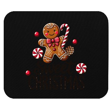 Discover Happy gingerbread man with candy cane Mouse Pads