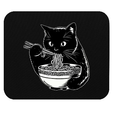Discover Cat Eating Ramen Noodles Japanese Funny Mouse Pads