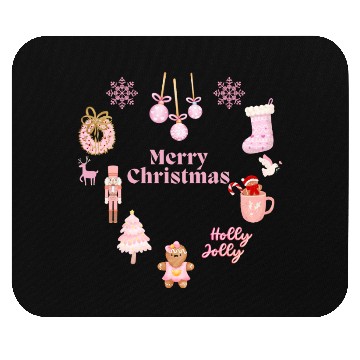 Discover Merry Chrismtas Cute Pink Snowflake Mouse Pads