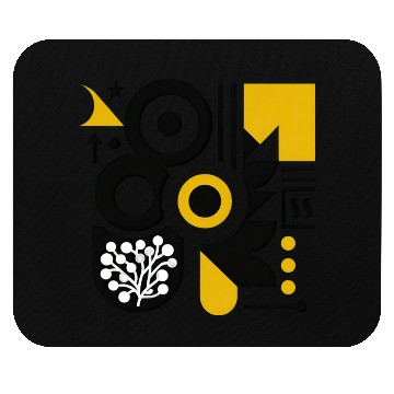 Discover Bold Black & White Geometric Pattern with Yellow Mouse Pads