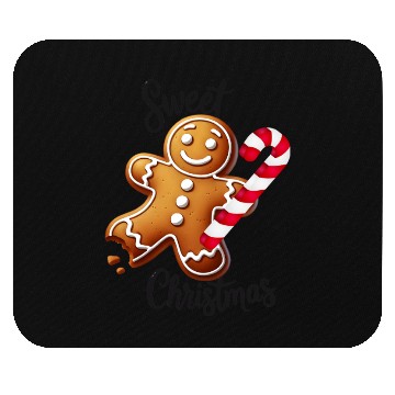 Discover Happy gingerbread man with candy cane Mouse Pads