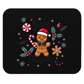 Discover Happy gingerbread man with candy cane Mouse Pads