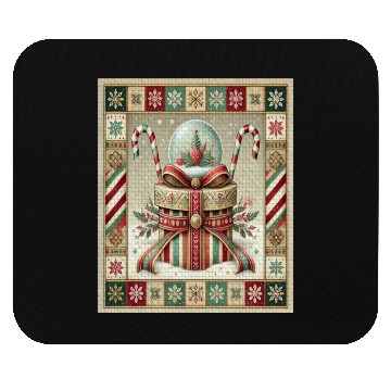 Discover Christmas Snow Globe with Candy Canes and Ribbons Mouse Pads