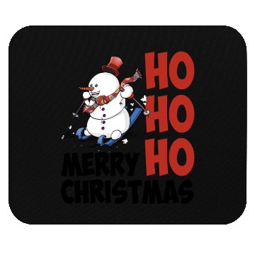 Discover HoHoHo merry christmas, the skiing snowman Mouse Pads
