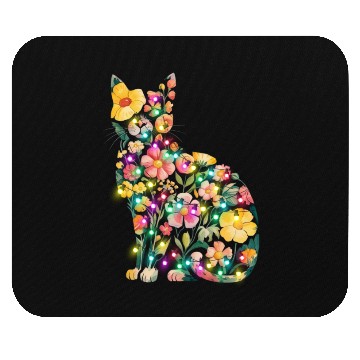 Discover Floral Cat Silhouette nature santa christmas light Mouse Pads