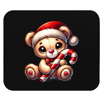 Discover Teddy with candy cane - sweet Christmas design Mouse Pads
