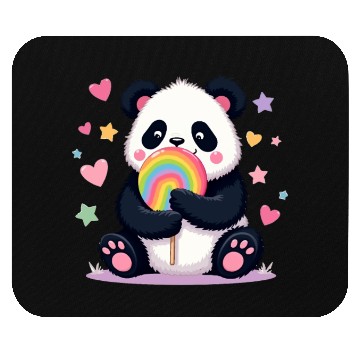 Discover Chubby Panda with Rainbow Lollipop Mouse Pads