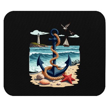 Discover Nautical Anchor and Lighthouse Ocean Scene for a Mouse Pads