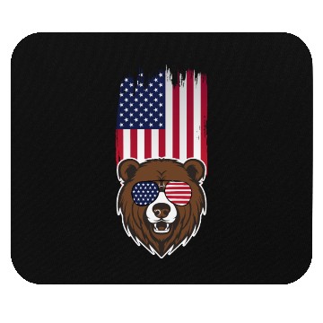 Discover Bear American flag Mouse Pads