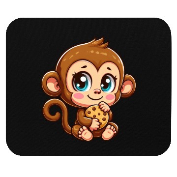 Discover Cute Monkey Chimpanzee eating cookies cartoon Mouse Pads