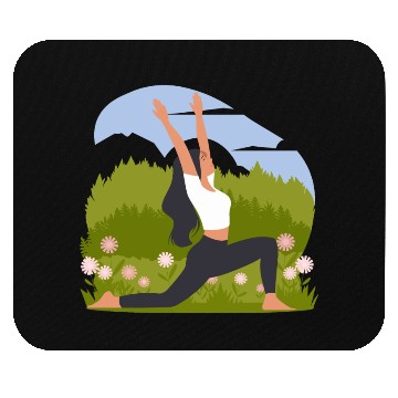 Discover Yoga Pose Woman With Flowers Mouse Pads