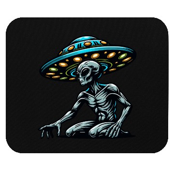 Discover Grey Alien UFO Mouse Pads
