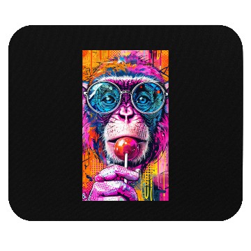 Discover Digital Art Monkey With Lollipop Graffiti Elements Mouse Pads