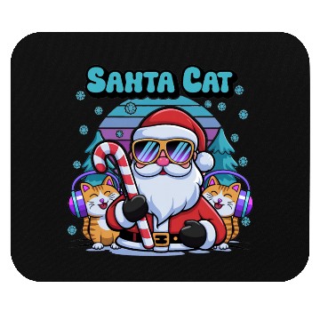 Discover Retro Santa Cartoon - Cool Cats & Candy Cane Vibes Mouse Pads