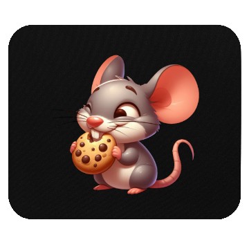 Discover Cute cartoon mouse with crispy cookie Mouse Pads