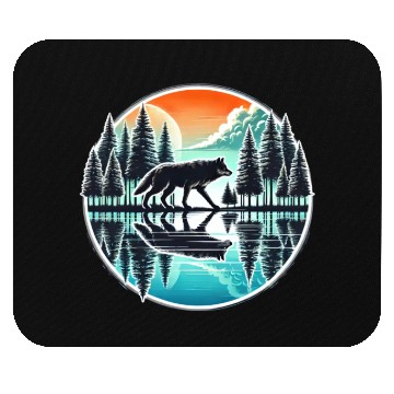 Discover wolf forest Reflection Scenic Wilderness lovers Mouse Pads