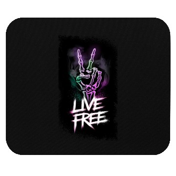 Discover "Live Free Neon Skeleton Hand Design" Mouse Pads