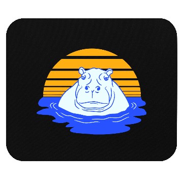Discover Hippo Swimming Water Sun Cute Happy Comic Cartoon Mouse Pads