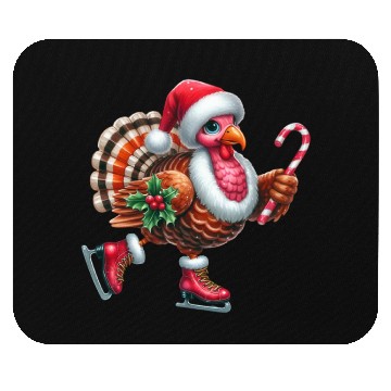 Discover Turkey Ice Skating with Candy Cane and Santa Hat Mouse Pads
