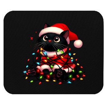 Discover Christmas Kitty Tangled in Holiday Lights Mouse Pads