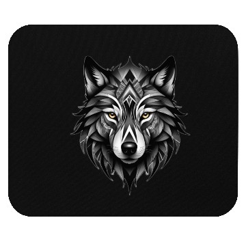 Discover Black and White Geometric Wolf Mouse Pads