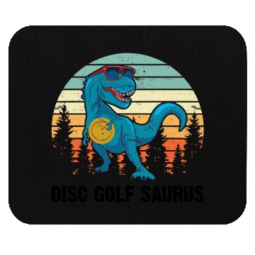 Discover Disc Golfer Saurus - Disc Golf Dinosaur Mouse Pads