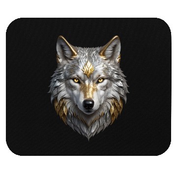 Discover Majestic Silver/Gold Wolf Mouse Pads