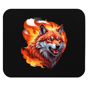 Discover Fiery Wolf with Bright Eyes Mouse Pads