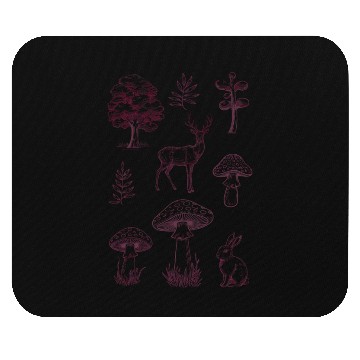 Discover Forest life design trees, deer, mushrooms, rabbit Mouse Pads