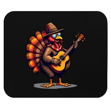 Discover Funny Thanksgiving Turkey Guitar Player Music Mouse Pads