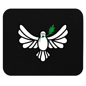 Discover White dove green branch Mouse Pads