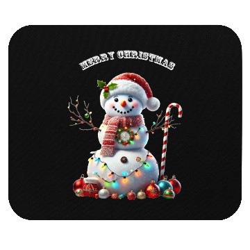 Discover Christmas Holiday Snowman with Decorations URM Mouse Pads