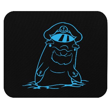 Discover Funny Old Dolphin Ship Captain Cute Cartoon Comic Mouse Pads