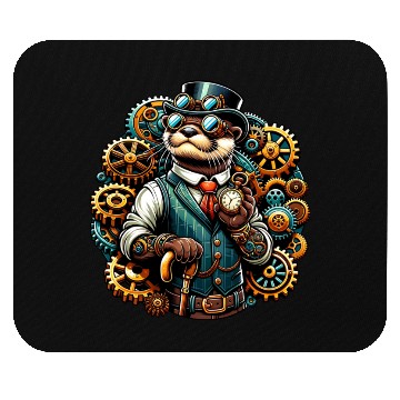 Discover Steampunk Otter with Gears and Clock Mouse Pads