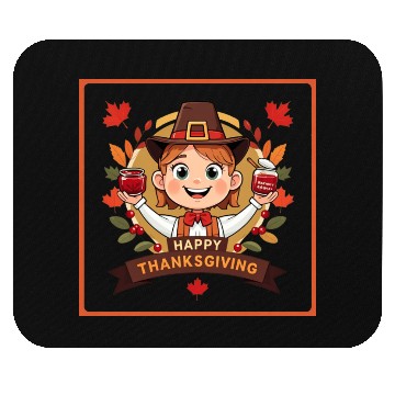 Discover A cute child celebrate Happy Thanksgiving Mouse Pads
