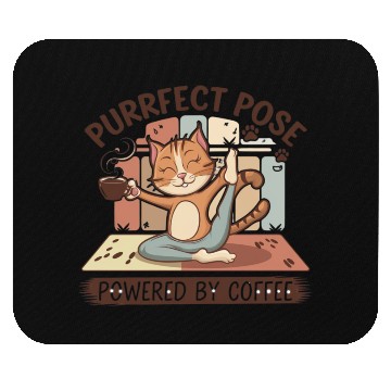 Discover yoga pose powered by coffee Mouse Pads