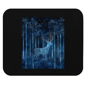 Discover Celestial Deer in the Indigo Forest Mouse Pads