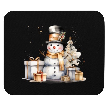 Discover Black Gold Snowman Mouse Pads