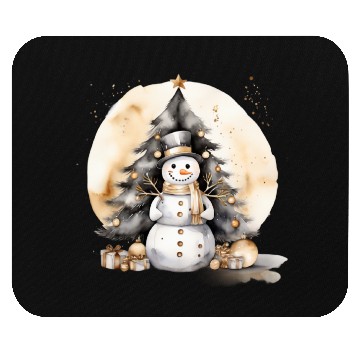 Discover Black Gold Snowman Mouse Pads