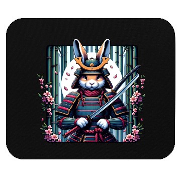 Discover Samurai Rabbit with Katana and Cherry Blossoms Mouse Pads