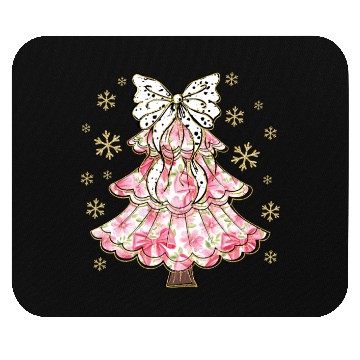 Discover Preppy Pink Coquette Bow Xmas Tree Mouse Pads