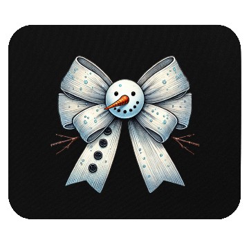 Discover Snowman Coquette Bow, Merry Christmas Mouse Pads