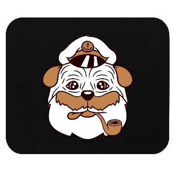 Discover Pug Dog Captain Hat Face Funny Cute Cartoon Comic Mouse Pads