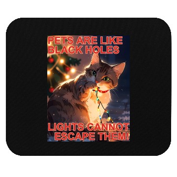 Discover Cat Chewing Lights Like Black Holes Christmas Mouse Pads