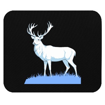 Discover White Stag Deer Standing In Grass Mouse Pads